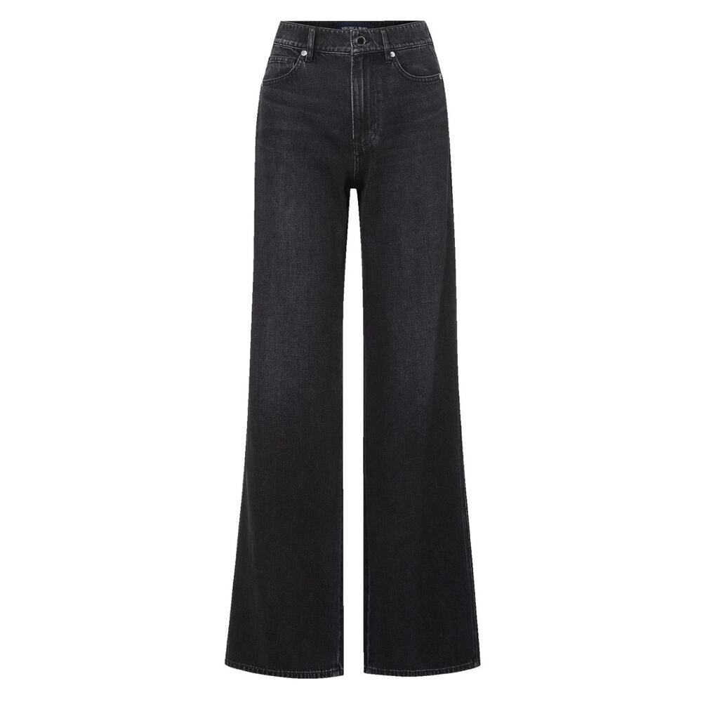 Veronica Beard Kasey Mid Rise Wide Leg Jeans Washed Onyx size 24 - Picture 2 of 10